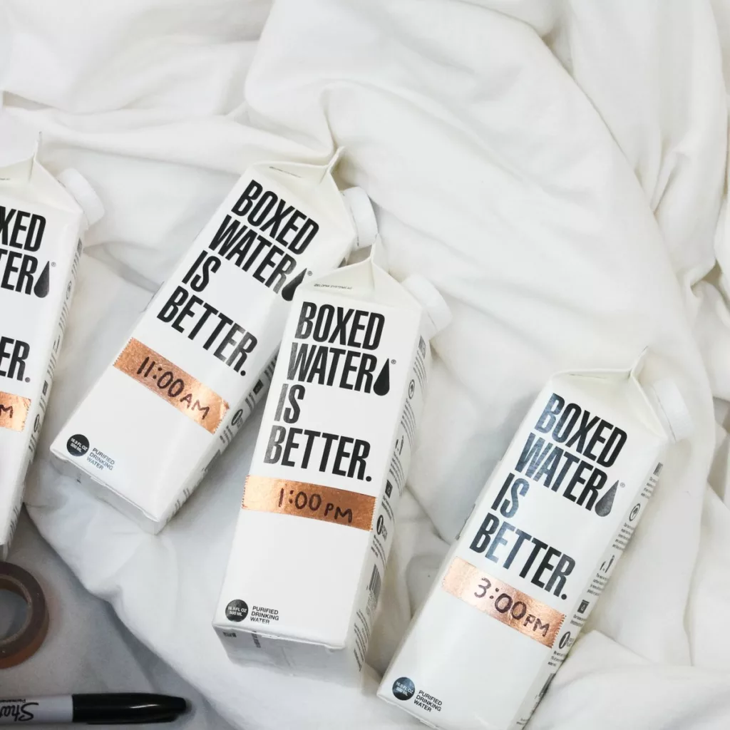 sustainable packaging solutions- BOXED water