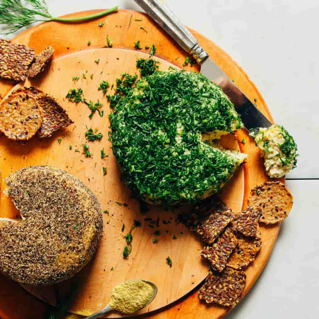 vegan artisanal cheese on table
