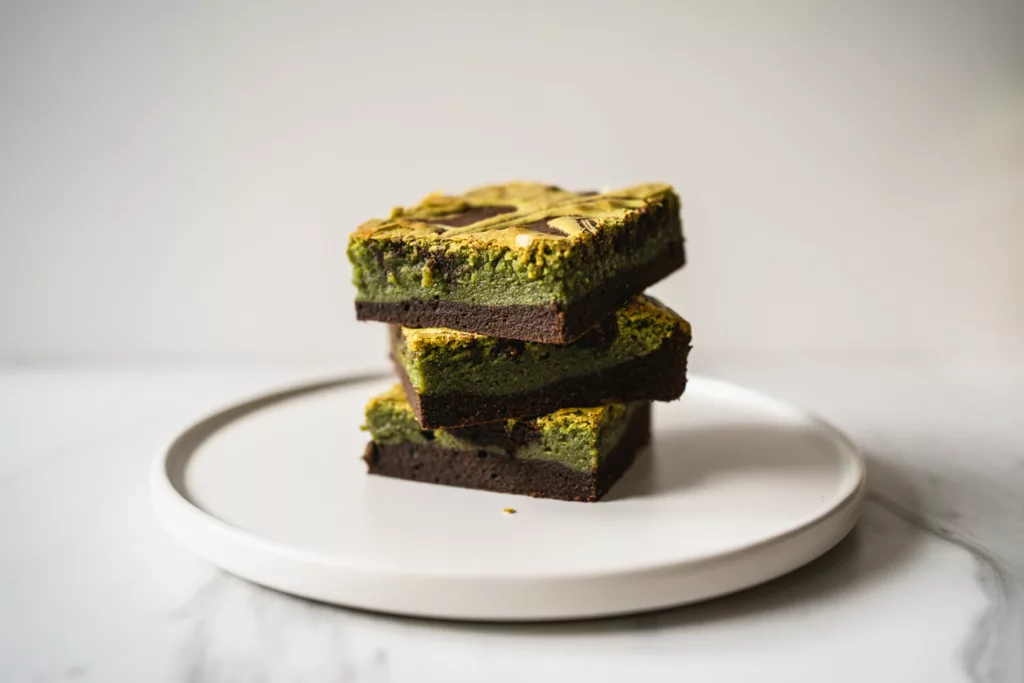 Easy zero waste matcha brownies