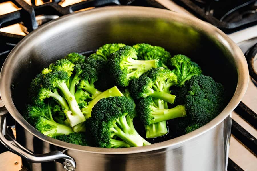 Add Broccoli Florets to the Boiling Water