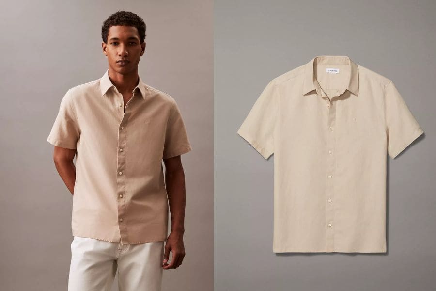 httpswww.calvinklein.usenmenappareltopssolid linen blend classic button down shirt22790105 230.htmljourneyFolder 22019106