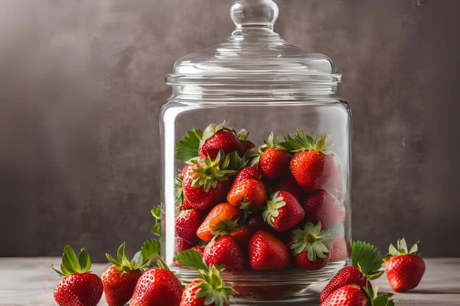 storing strawberries in mason jars